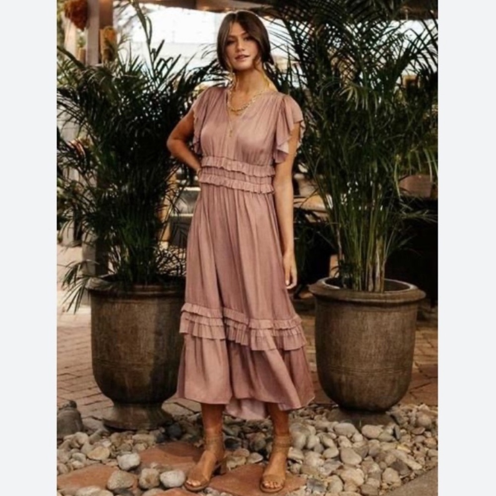 Bohme Willa Ruffle Dress in Mauve
